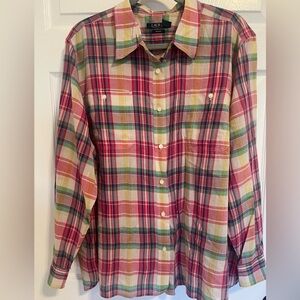 Lauren by Ralph Lauren Women Pink Long Sleeve Button-Down Shirt 3XL Cotton